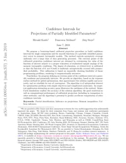 Confidence Intervals for Projections of Partially Identified Parameters