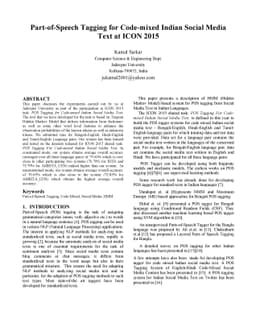 Part-of-Speech Tagging for Code-mixed Indian Social Media Text at ICON
  2015