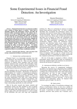 Some Experimental Issues in Financial Fraud Detection: An Investigation