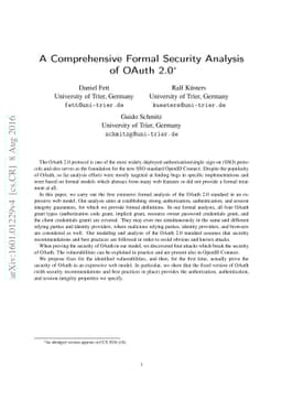 A Comprehensive Formal Security Analysis of OAuth 2.0