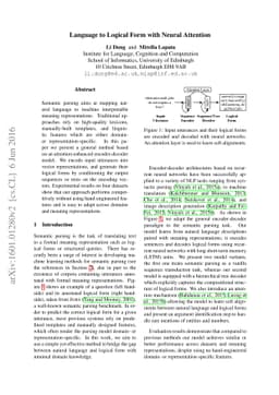 Language to Logical Form with Neural Attention