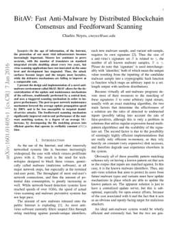BitAV: Fast Anti-Malware by Distributed Blockchain Consensus and
  Feedforward Scanning