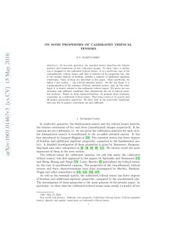 On Some Properties of Calibrated Trifocal Tensors