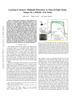Learning to Remove Multipath Distortions in Time-of-Flight Range Images
  for a Robotic Arm Setup