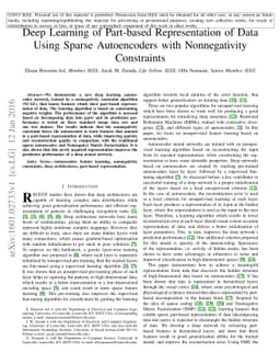 Deep Learning of Part-based Representation of Data Using Sparse
  Autoencoders with Nonnegativity Constraints