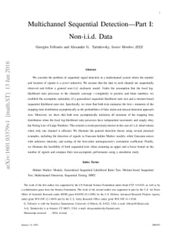 Multichannel Sequential Detection- Part I: Non-i.i.d. Data