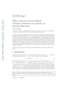 Ridge regression and asymptotic minimax estimation over spheres of
  growing dimension