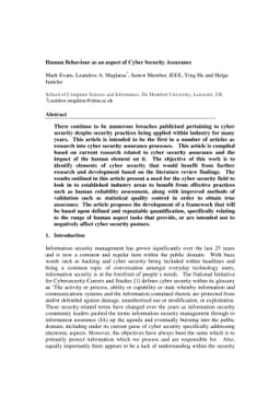 Human Behaviour as an aspect of Cyber Security Assurance