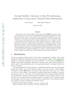 Average Stability is Invariant to Data Preconditioning. Implications to
  Exp-concave Empirical Risk Minimization