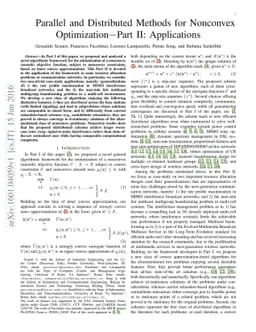 Parallel and Distributed Methods for Nonconvex Optimization--Part II:
  Applications