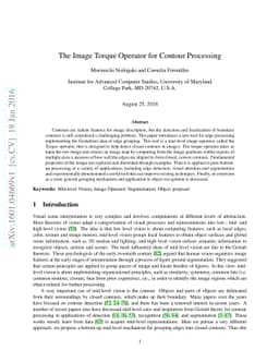 The Image Torque Operator for Contour Processing