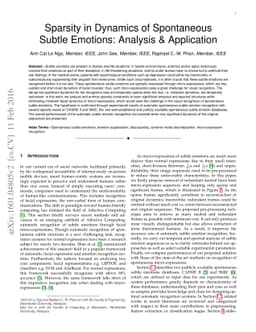 Sparsity in Dynamics of Spontaneous Subtle Emotions: Analysis \&
  Application