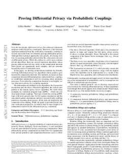 Proving Differential Privacy via Probabilistic Couplings