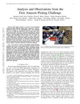 Analysis and Observations from the First Amazon Picking Challenge