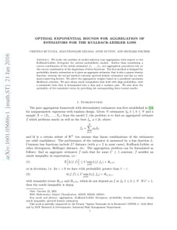 Optimal exponential bounds for aggregation of estimators for the
  Kullback-Leibler loss