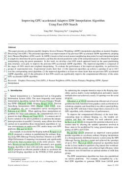 Improving GPU-accelerated Adaptive IDW Interpolation Algorithm Using
  Fast kNN Search