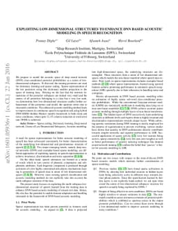 Exploiting Low-dimensional Structures to Enhance DNN Based Acoustic
  Modeling in Speech Recognition