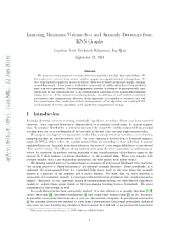 Learning Minimum Volume Sets and Anomaly Detectors from KNN Graphs