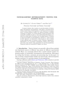 Nonparametric Heterogeneity Testing For Massive Data