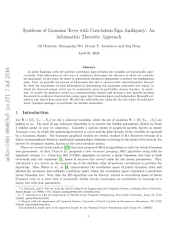 Synthesis of Gaussian Trees with Correlation Sign Ambiguity: An
  Information Theoretic Approach
