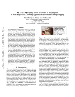 QUOTE: "Querying" Users as Oracles in Tag Engines - A Semi-Supervised
  Learning Approach to Personalized Image Tagging