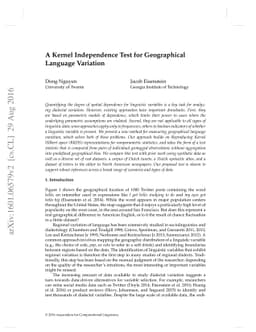 A Kernel Independence Test for Geographical Language Variation