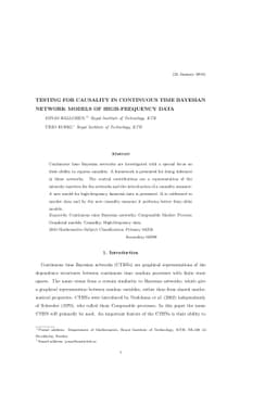 Testing for Causality in Continuous Time Bayesian Network Models of
  High-Frequency Data