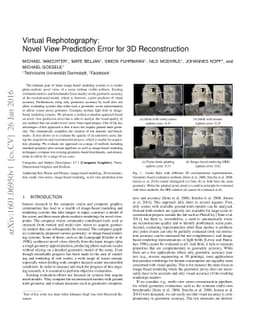 Virtual Rephotography: Novel View Prediction Error for 3D Reconstruction