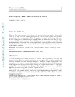 Adaptive group LASSO selection in quantile models