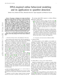 DNA-inspired online behavioral modeling and its application to spambot
  detection