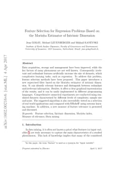 Feature Selection for Regression Problems Based on the Morisita
  Estimator of Intrinsic Dimension