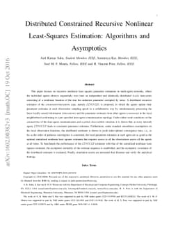 Distributed Constrained Recursive Nonlinear Least-Squares Estimation:
  Algorithms and Asymptotics