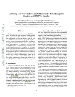 Combining ConvNets with Hand-Crafted Features for Action Recognition
  Based on an HMM-SVM Classifier