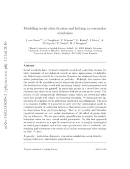 Modelling social identification and helping in evacuation simulation