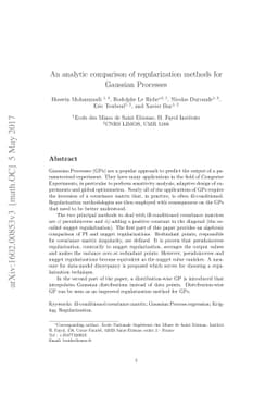 An analytic comparison of regularization methods for Gaussian Processes