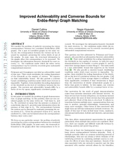 Improved Achievability and Converse Bounds for Erdős-Rényi Graph
  Matching
