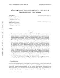 Control Function Instrumental Variable Estimation of Nonlinear Causal
  Effect Models