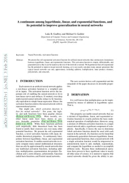 A continuum among logarithmic, linear, and exponential functions, and
  its potential to improve generalization in neural networks