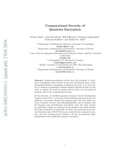 Computational Security of Quantum Encryption