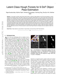Latent-Class Hough Forests for 6 DoF Object Pose Estimation