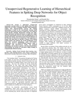 Unsupervised Regenerative Learning of Hierarchical Features in Spiking
  Deep Networks for Object Recognition