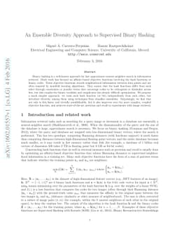 An ensemble diversity approach to supervised binary hashing