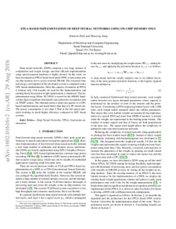 FPGA Based Implementation of Deep Neural Networks Using On-chip Memory
  Only