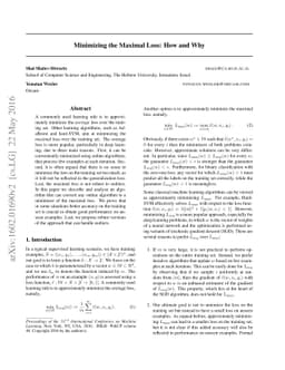 Minimizing the Maximal Loss: How and Why?