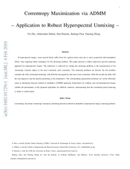 Correntropy Maximization via ADMM - Application to Robust Hyperspectral
  Unmixing