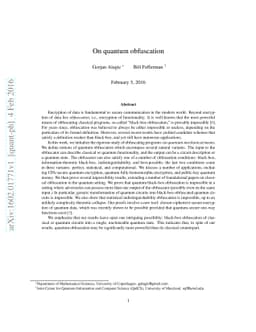 On Quantum Obfuscation
