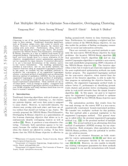 Fast Multiplier Methods to Optimize Non-exhaustive, Overlapping
  Clustering