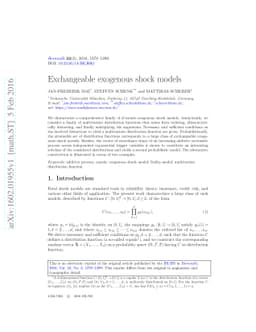 Exchangeable exogenous shock models