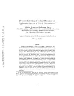 Dynamic Selection of Virtual Machines for Application Servers in Cloud
  Environments