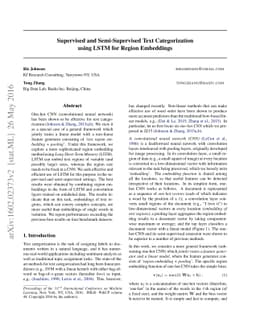 Supervised and Semi-Supervised Text Categorization using LSTM for Region
  Embeddings